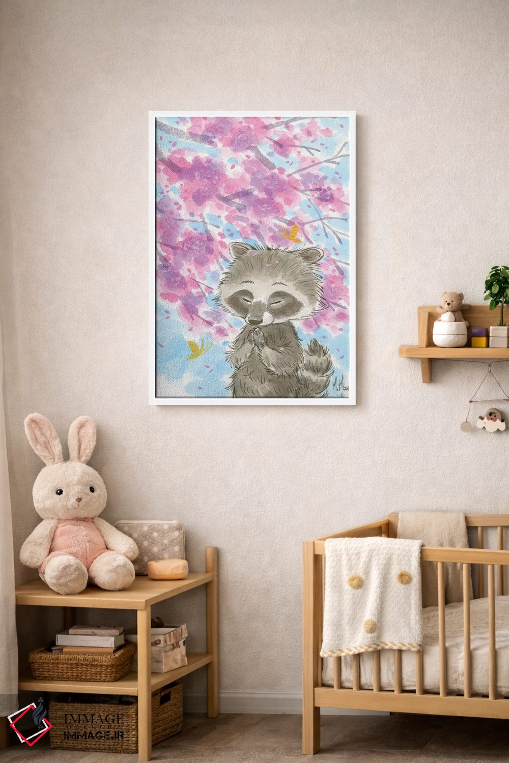 تابلو دکوراتیو راکون شکوفه گیلاس اثر مارتین هسو - D3W