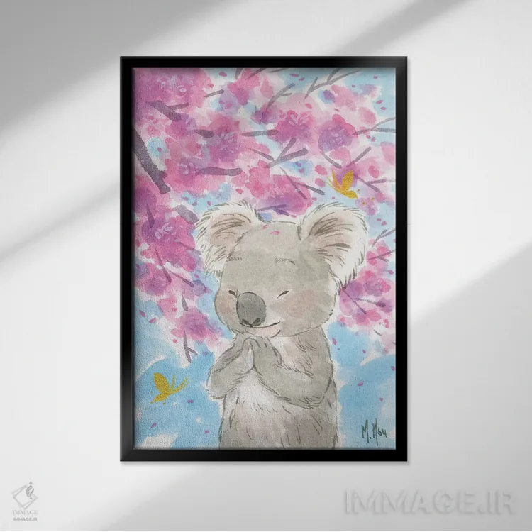 تابلو دکوراتیو کوالای شکوفه گیلاس اثر مارتین هسو - نمای قابدار مشکی