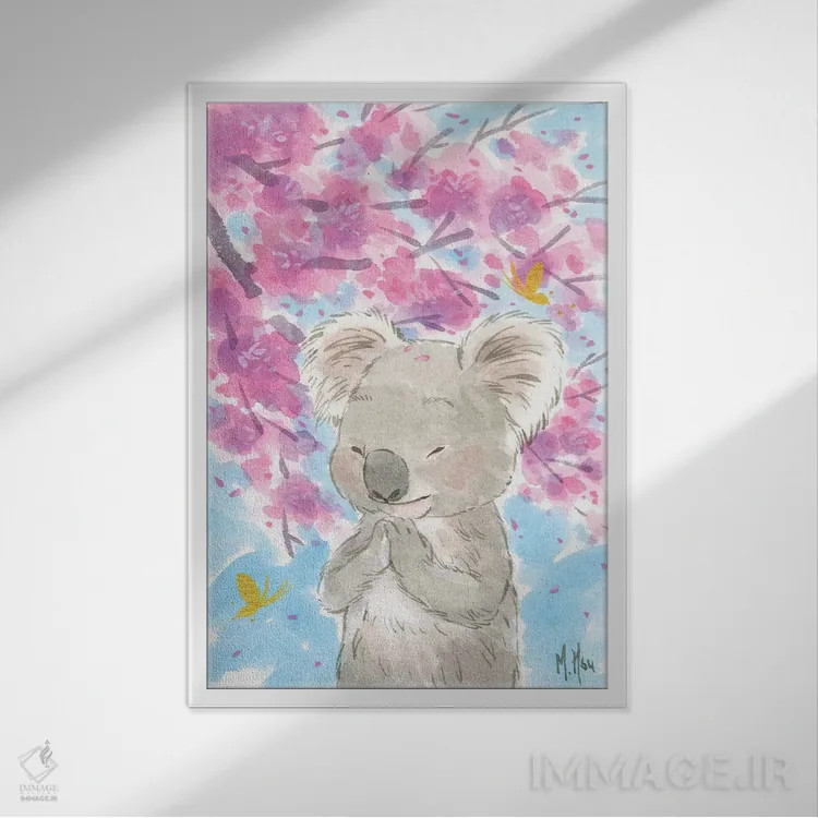 تابلو دکوراتیو کوالای شکوفه گیلاس اثر مارتین هسو - نمای قابدار سفید