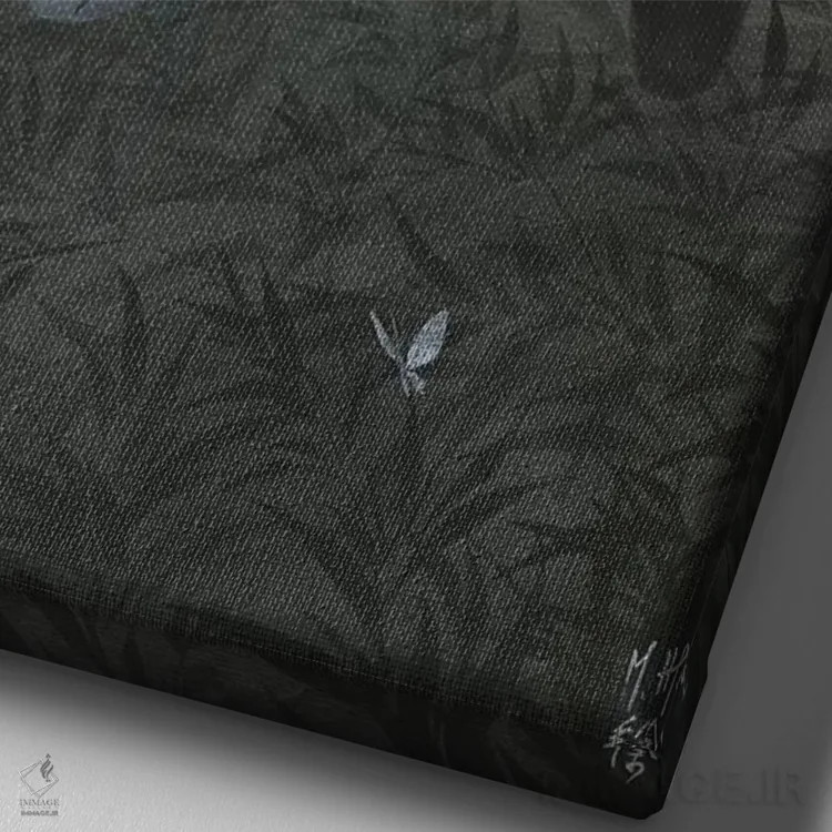 تابلو دکوراتیو کلاغ ها و ماه اثر مارتین هسو - نمای نزدیک بافت بوم