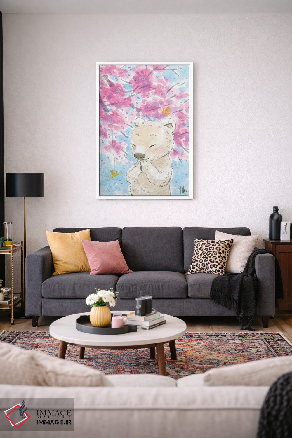 تابلو دکوراتیو خرس قطبی شکوفه گیلاس اثر مارتین هسو - D2W