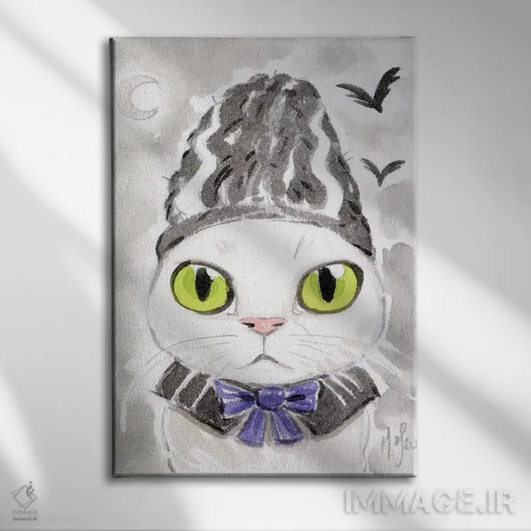 تابلو دکوراتیو گربه اثر مارتین هسو - نمای روبهرو روی دیوار