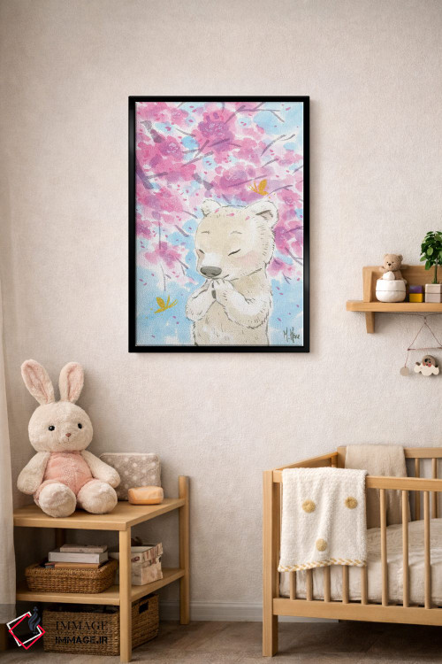 تابلو دکوراتیو خرس قطبی شکوفه گیلاس اثر مارتین هسو - D4B