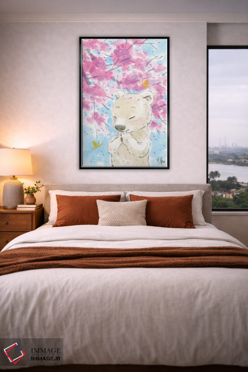 تابلو دکوراتیو خرس قطبی شکوفه گیلاس اثر مارتین هسو - D5B