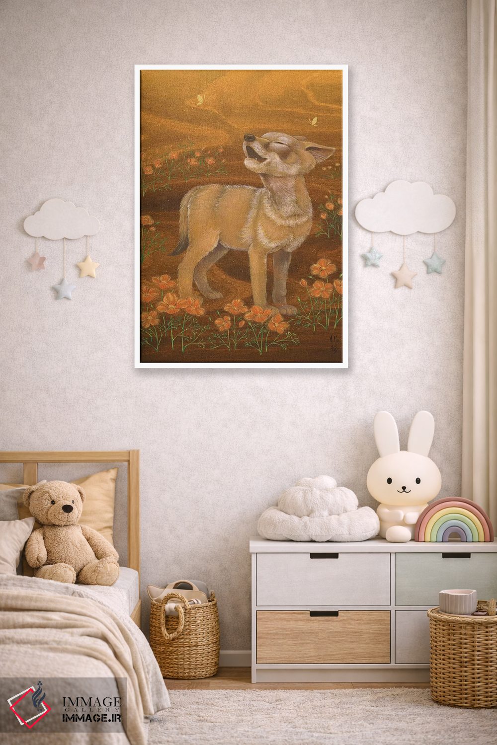 تابلو دکوراتیو کایوت و شقایق ها اثر مارتین هسو - D4W