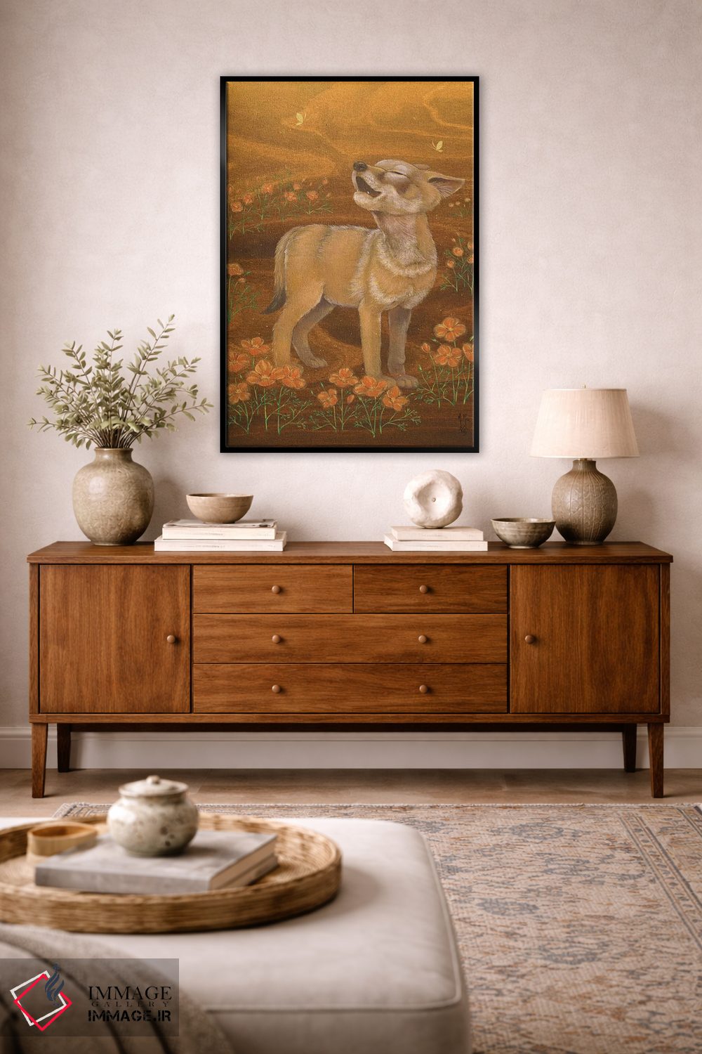 تابلو دکوراتیو کایوت و شقایق ها اثر مارتین هسو - D6B