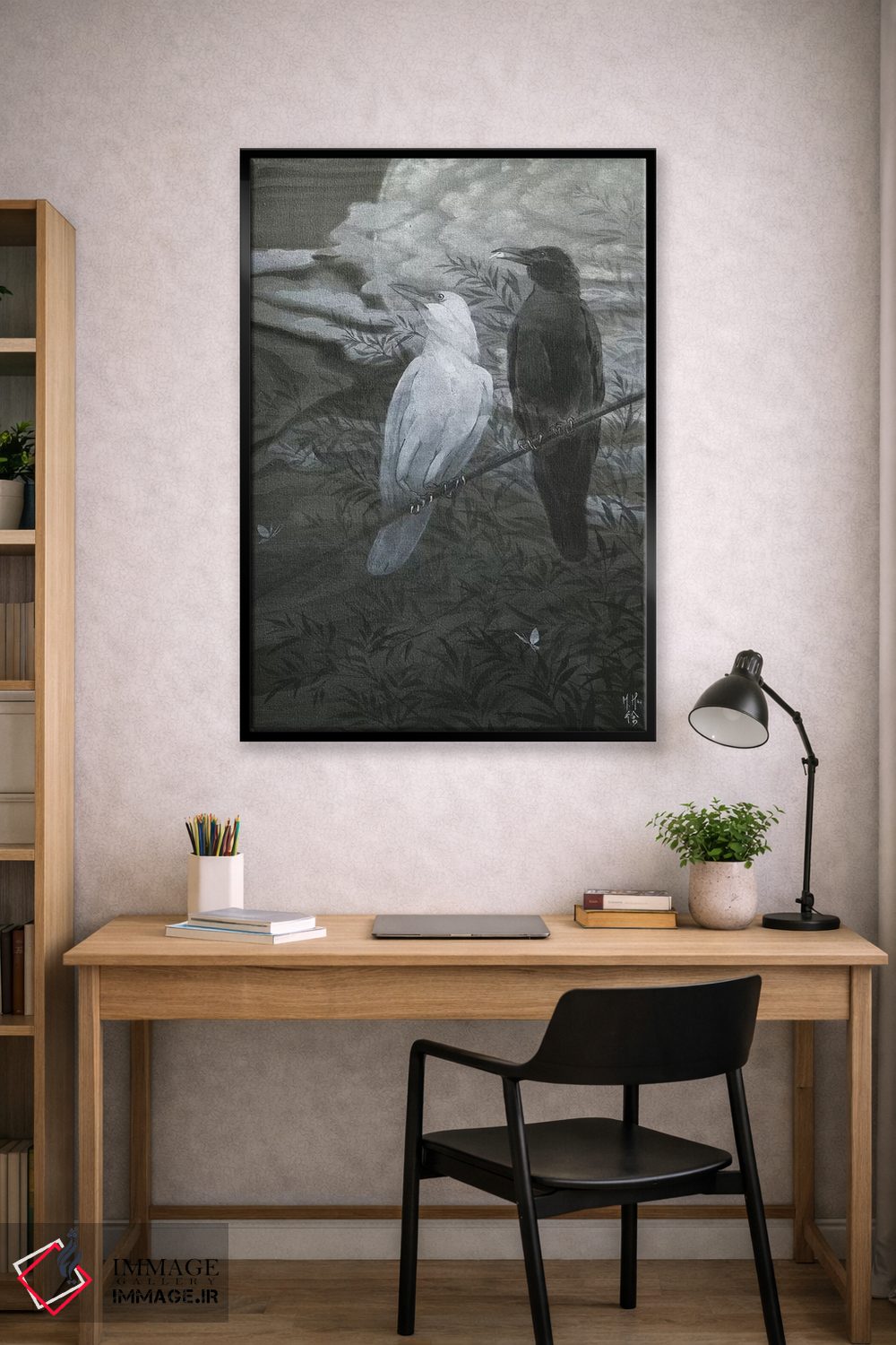 تابلو دکوراتیو کلاغ ها و ماه اثر مارتین هسو - D2B