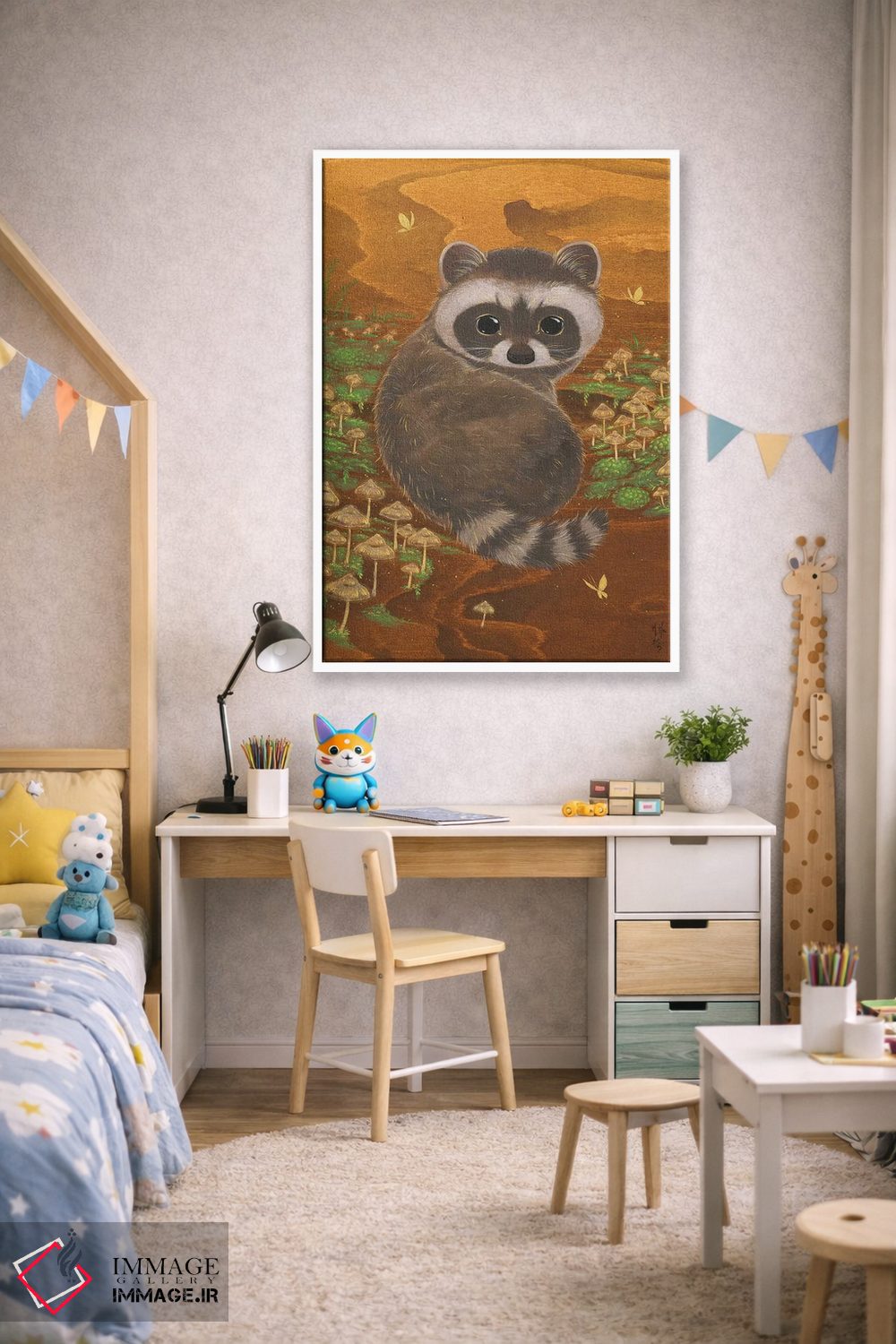 تابلو دکوراتیو راکون و قارچ ها اثر مارتین هسو - D1W