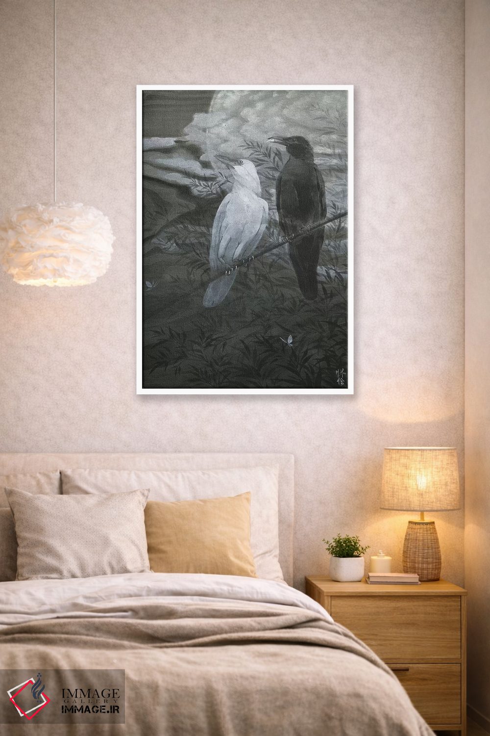 تابلو دکوراتیو کلاغ ها و ماه اثر مارتین هسو - D1W