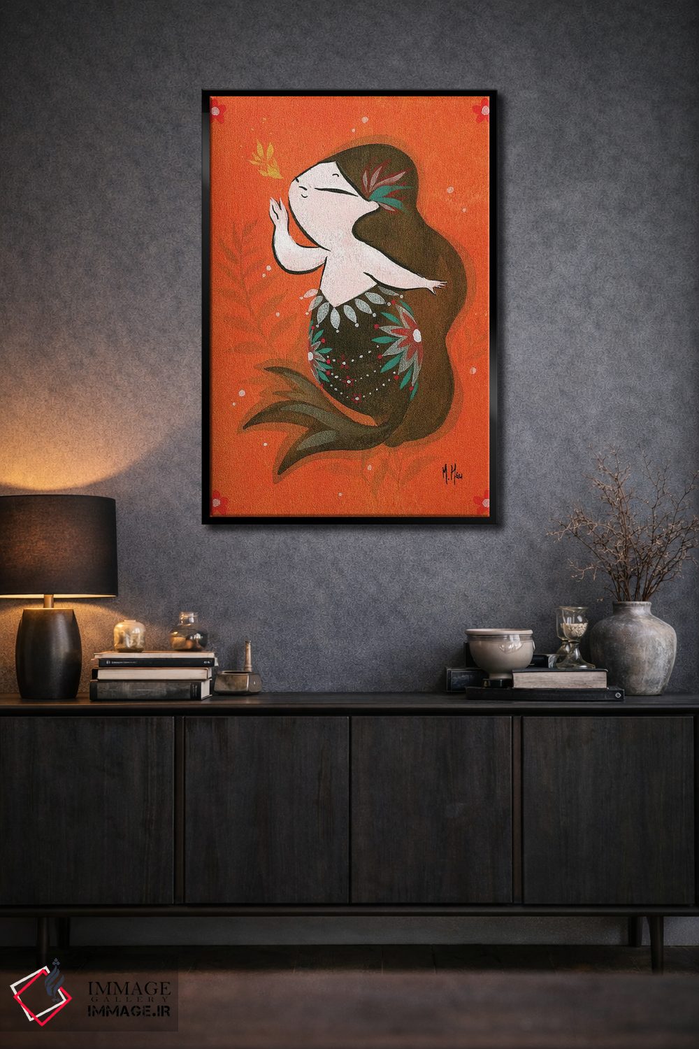 تابلو دکوراتیو پری ماهی طلایی اثر مارتین هسو - D4B