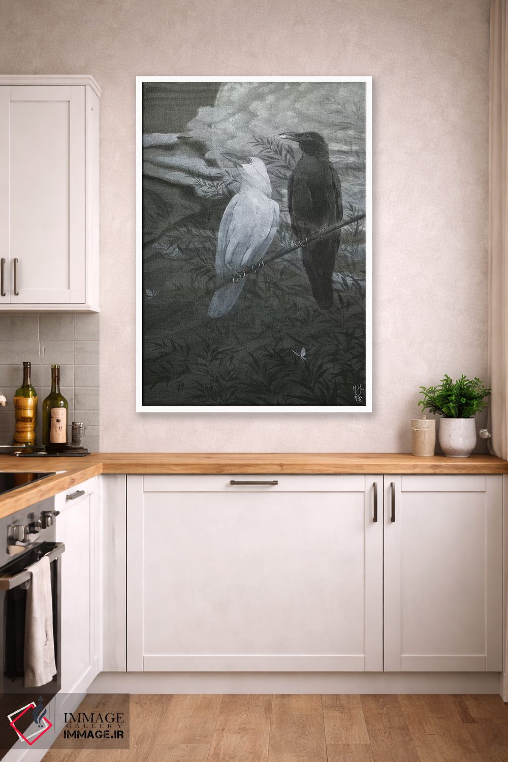 تابلو دکوراتیو کلاغ ها و ماه اثر مارتین هسو - D4W