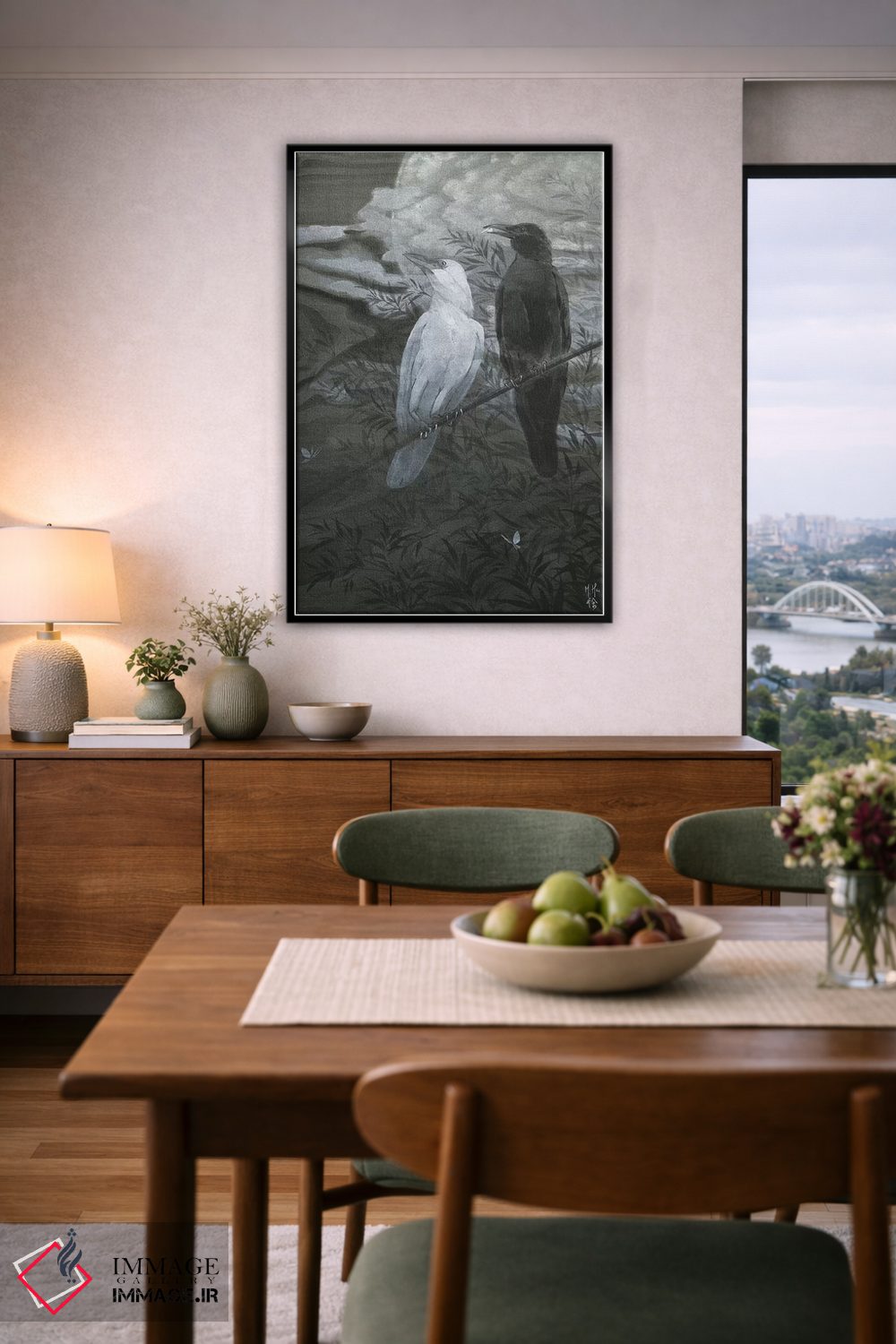 تابلو دکوراتیو کلاغ ها و ماه اثر مارتین هسو - D6B