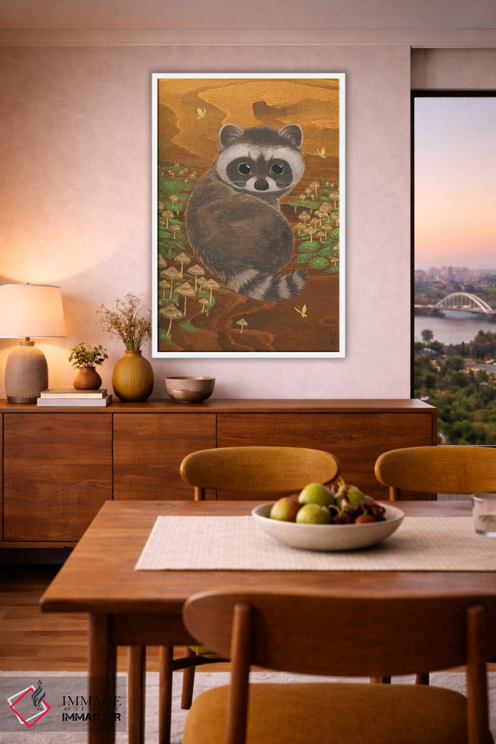 تابلو دکوراتیو راکون و قارچ ها اثر مارتین هسو - D6W