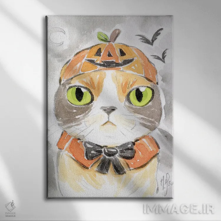 تابلو دکوراتیو گربه اثر مارتین هسو - نمای روبهرو روی دیوار