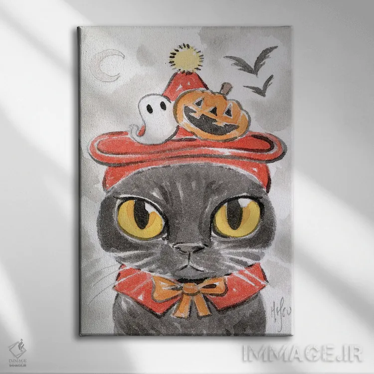 تابلو دکوراتیو گربه اثر مارتین هسو - نمای روبهرو روی دیوار