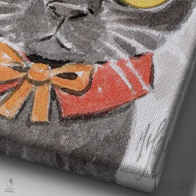 تابلو دکوراتیو گربه اثر مارتین هسو - نمای نزدیک بافت بوم