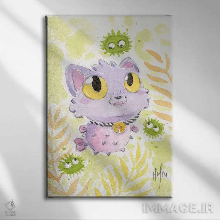 تابلو دکوراتیو گربه بادکنکی اثر مارتین هسو - نمای روبهرو روی دیوار