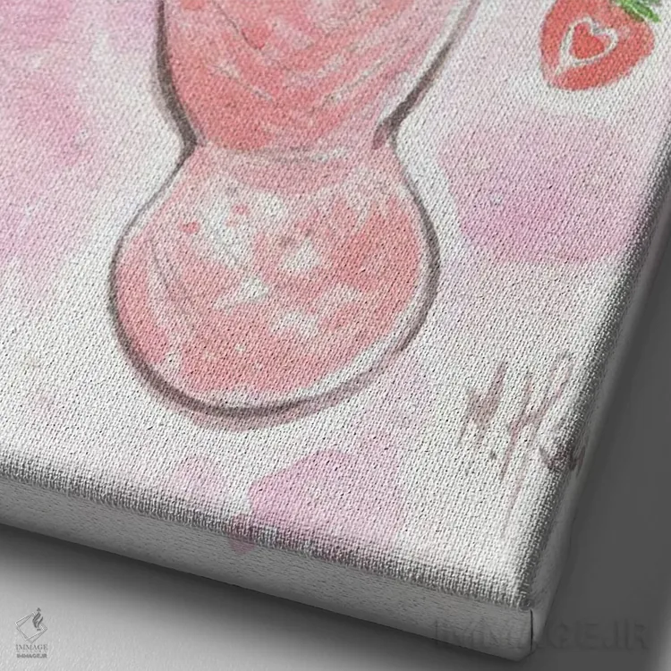 تابلو دکوراتیو ماناتی بستنی توت فرنگی اثر مارتین هسو - نمای نزدیک بافت بوم