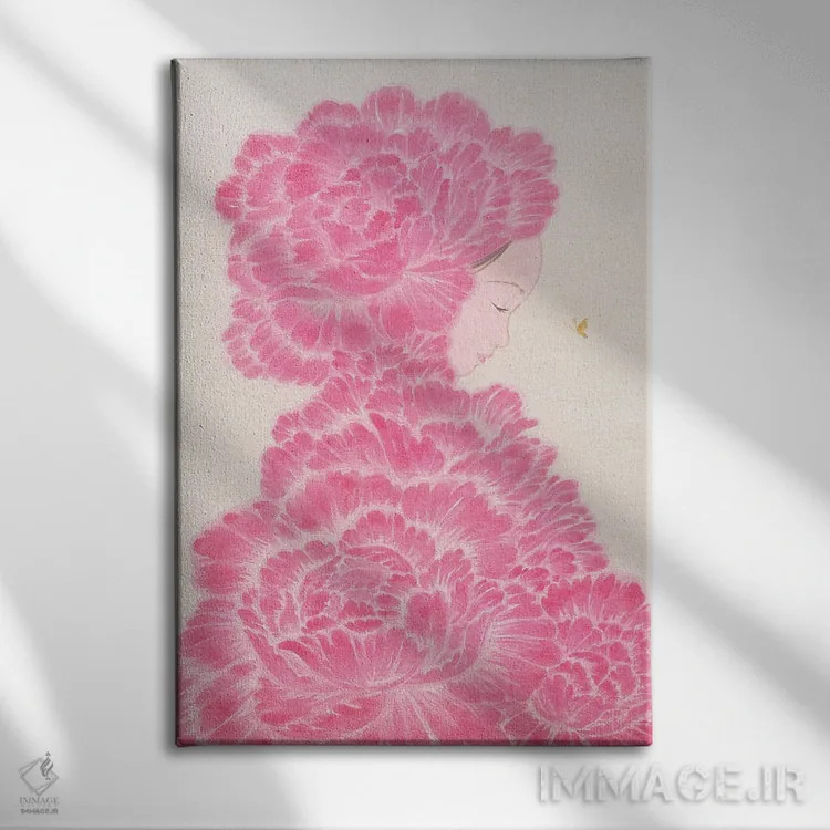 تابلو دکوراتیو شکوفه روز اثر مارتین هسو - نمای روبهرو روی دیوار