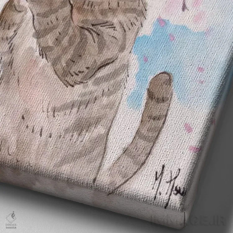 تابلو دکوراتیو آرزوی شکوفه های گیلاس اثر مارتین هسو - نمای نزدیک بافت بوم