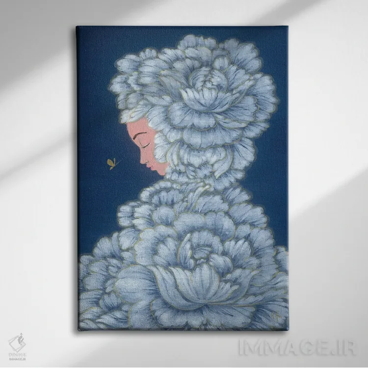 تابلو دکوراتیو شکوفه شب اثر مارتین هسو - نمای روبهرو روی دیوار