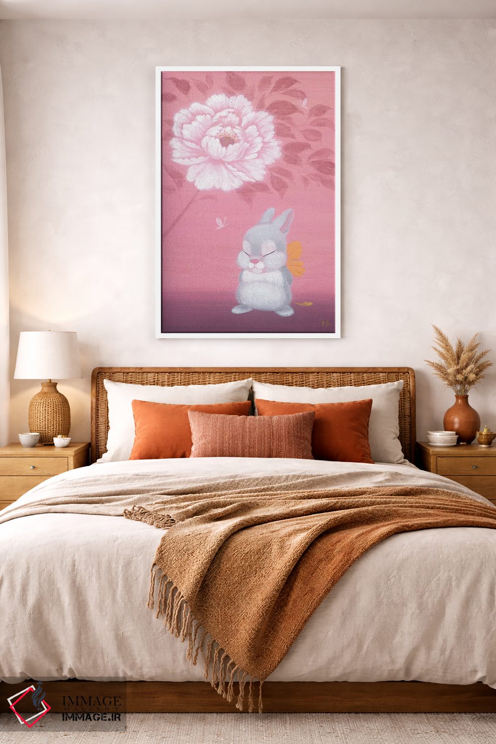 تابلو دکوراتیو خرگوش و گل صدتومانی اثر مارتین هسو - D2W