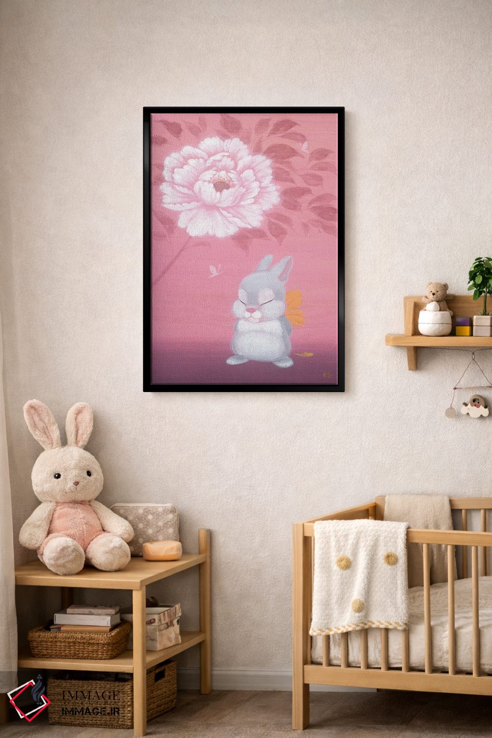 تابلو دکوراتیو خرگوش و گل صدتومانی اثر مارتین هسو - D4B