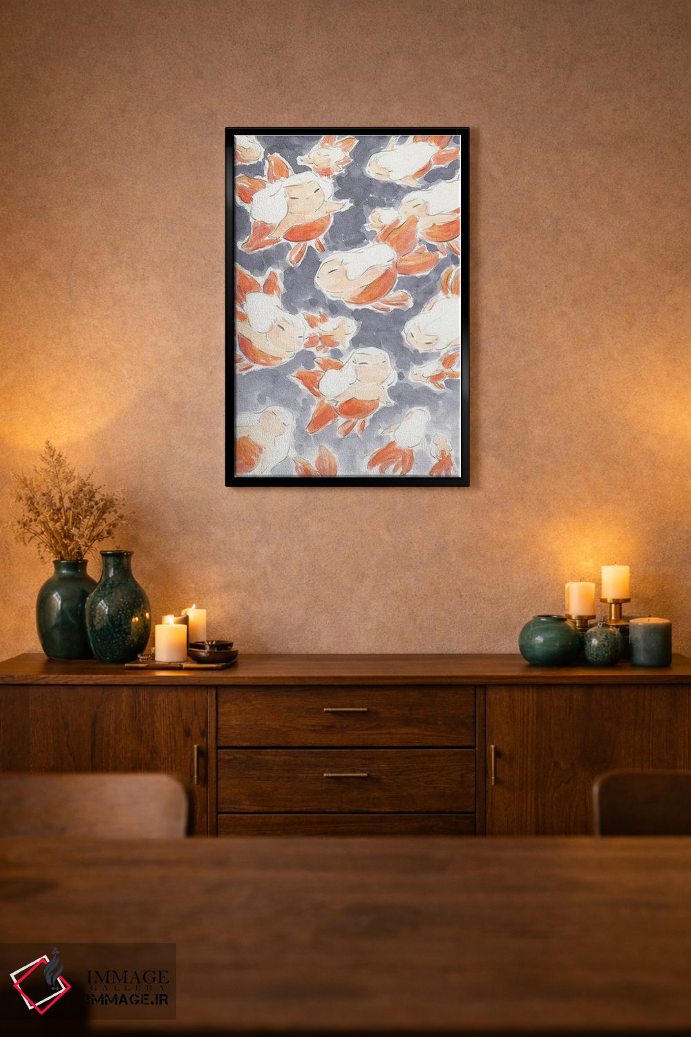 تابلو دکوراتیو پری های دریایی ماهی طلایی اثر مارتین هسو - D3B