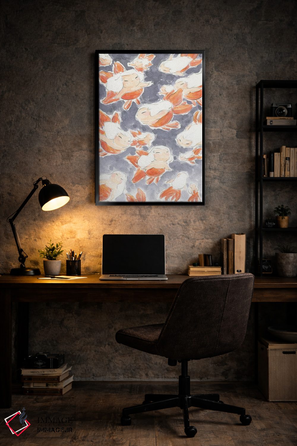 تابلو دکوراتیو پری های دریایی ماهی طلایی اثر مارتین هسو - D6B