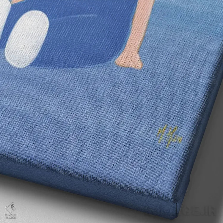 تابلو دکوراتیو دختر گربه ای اثر مارتین هسو - نمای نزدیک بافت بوم