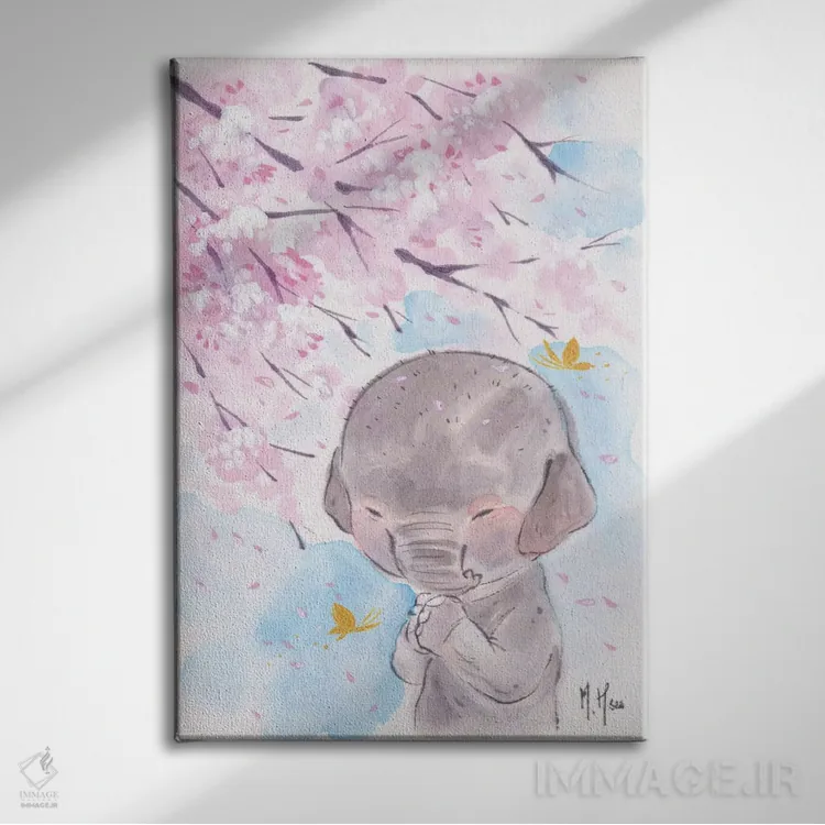 تابلو دکوراتیو آرزوی شکوفه های گیلاس اثر مارتین هسو - نمای روبهرو روی دیوار