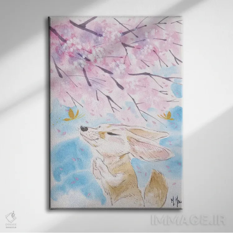 تابلو دکوراتیو آرزوی شکوفه های گیلاس اثر مارتین هسو - نمای روبهرو روی دیوار