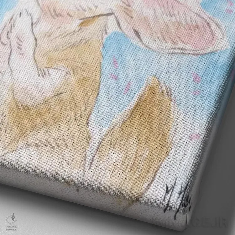 تابلو دکوراتیو آرزوی شکوفه های گیلاس اثر مارتین هسو - نمای نزدیک بافت بوم