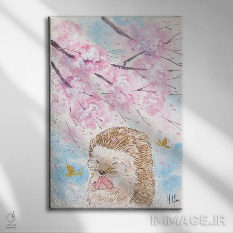 تابلو دکوراتیو آرزوی شکوفه های گیلاس اثر مارتین هسو - نمای روبهرو روی دیوار