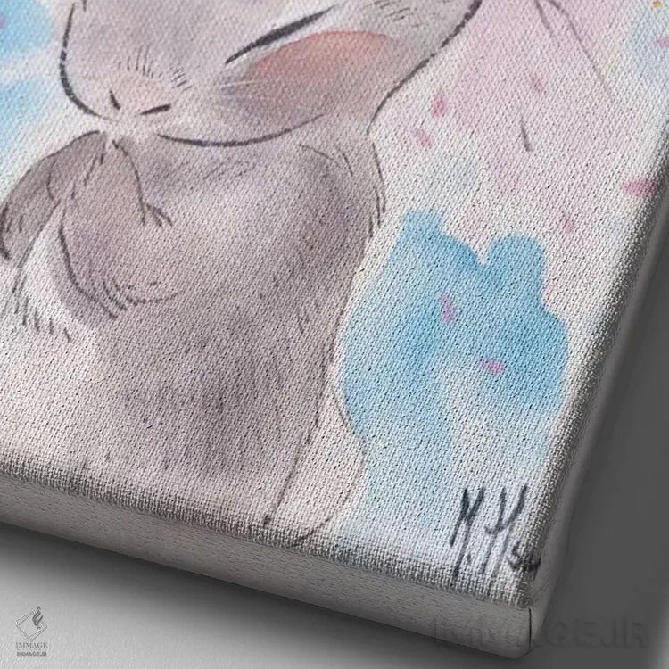 تابلو دکوراتیو آرزوی شکوفه های گیلاس اثر مارتین هسو - نمای نزدیک بافت بوم