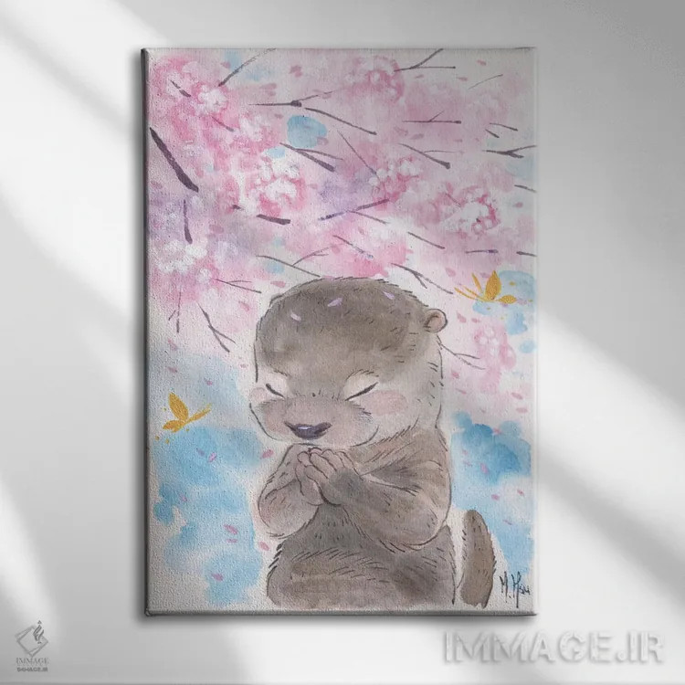تابلو دکوراتیو آرزوی شکوفه های گیلاس اثر مارتین هسو - نمای روبهرو روی دیوار