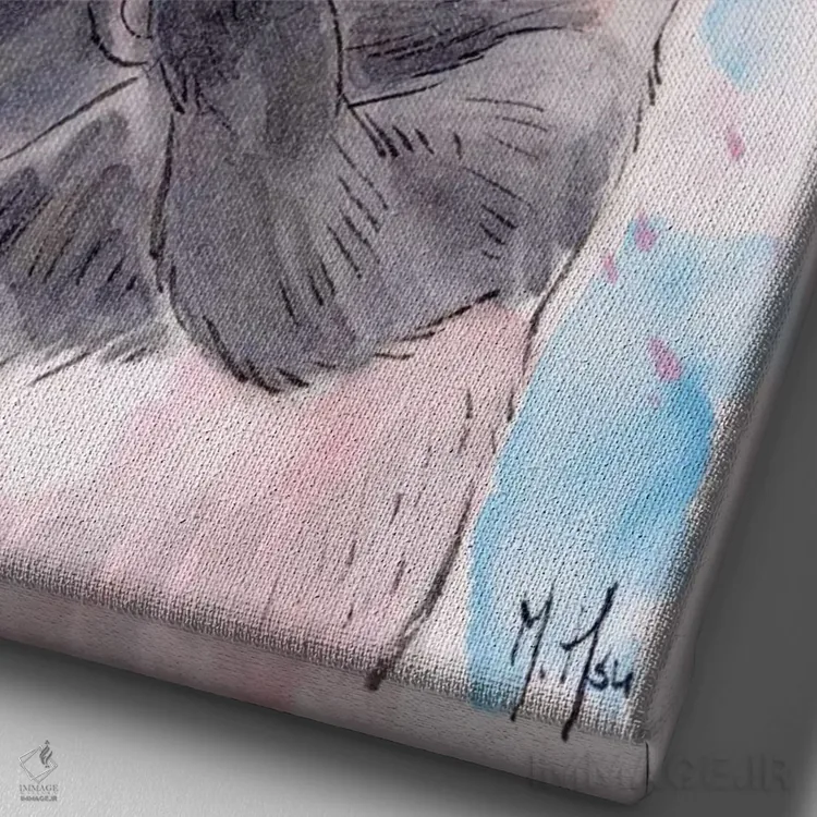 تابلو دکوراتیو آرزوی شکوفه های گیلاس اثر مارتین هسو - نمای نزدیک بافت بوم