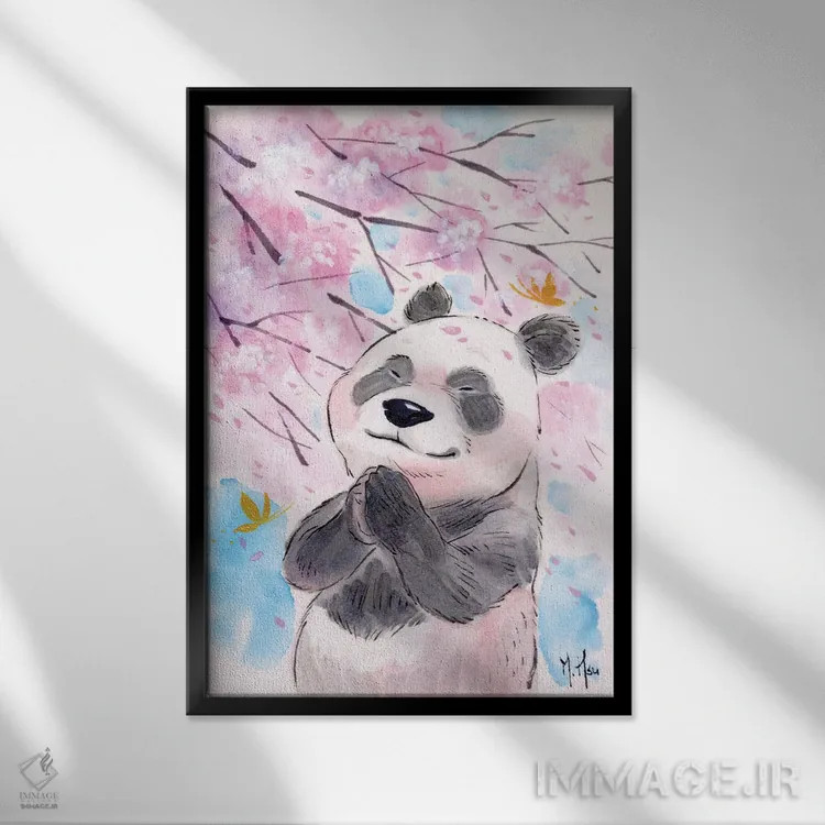 تابلو دکوراتیو آرزوی شکوفه های گیلاس اثر مارتین هسو - نمای قابدار مشکی