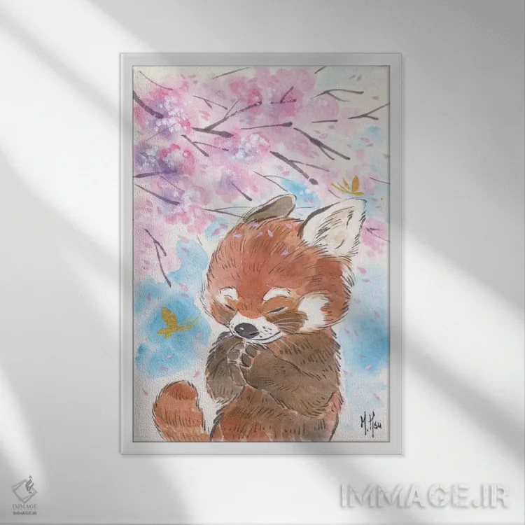 تابلو دکوراتیو آرزوی شکوفه های گیلاس اثر مارتین هسو - نمای قابدار سفید