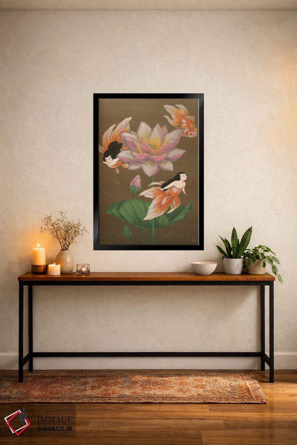 تابلو دکوراتیو پری های دریایی ماهی طلایی اثر مارتین هسو - D4B