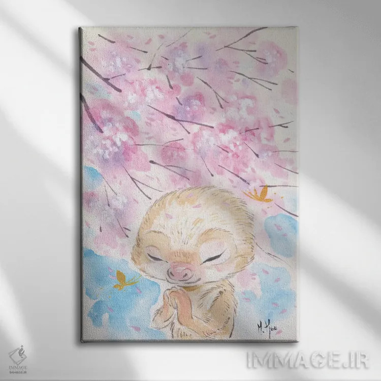 تابلو دکوراتیو آرزوی شکوفه های گیلاس اثر مارتین هسو - نمای روبهرو روی دیوار