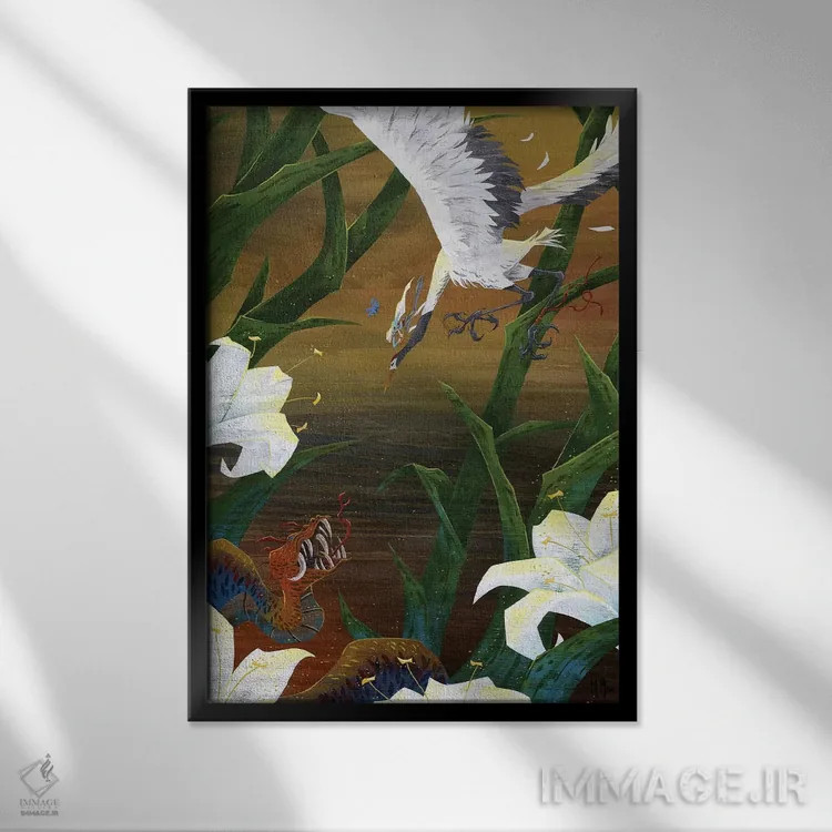 تابلو دکوراتیو درنای درستکار اثر مارتین هسو - نمای قابدار مشکی