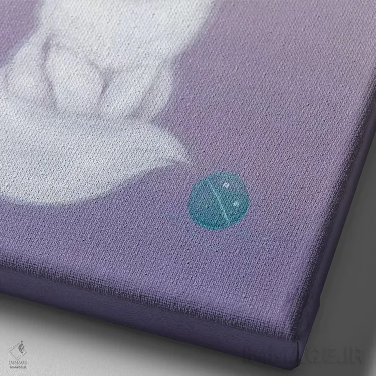 تابلو دکوراتیو گربه سفید و گل صدتومانی اثر مارتین هسو - نمای نزدیک بافت بوم