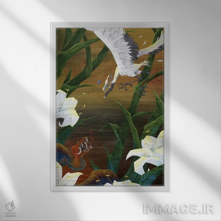 تابلو دکوراتیو درنای درستکار اثر مارتین هسو - نمای قابدار سفید