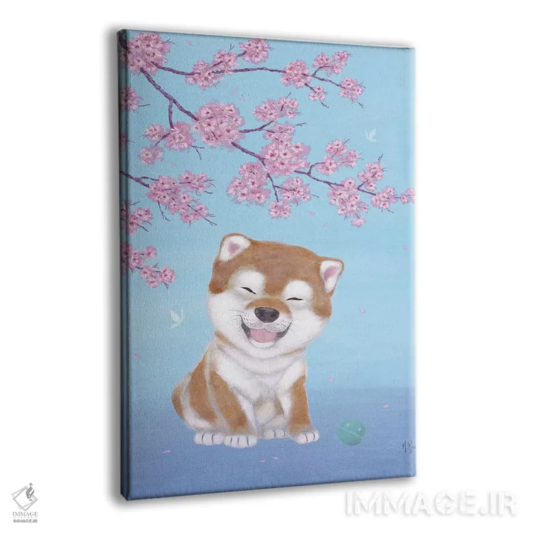 تابلو دکوراتیو شиба و شکوفه های گیلاس اثر مارتین هسو - نمای پرسپکتیو محصول