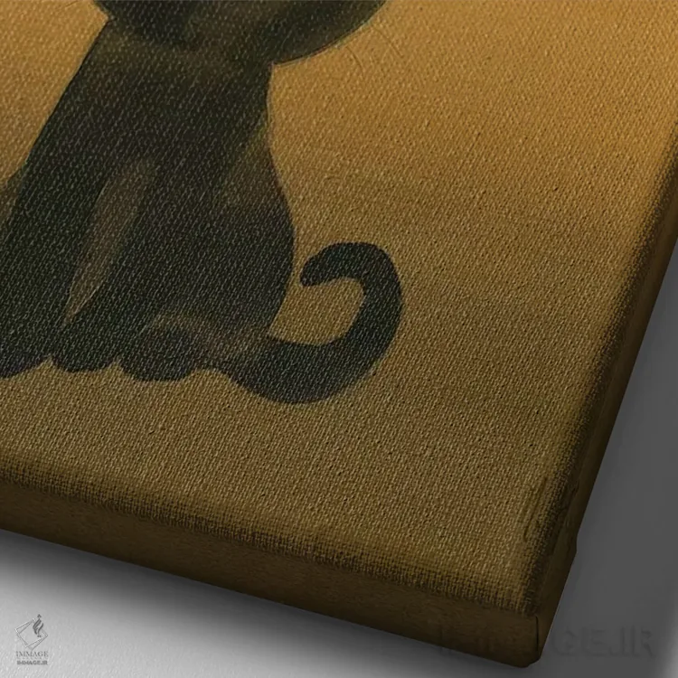 تابلو دکوراتیو گربه سیاه و گل صدتومانی اثر مارتین هسو - نمای نزدیک بافت بوم