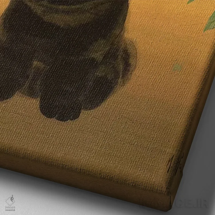 تابلو دکوراتیو سگ چو و پیچک صبحگاهی اثر مارتین هسو - نمای نزدیک بافت بوم