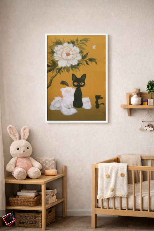 تابلو دکوراتیو گربه ها و گل صدتومانی اثر مارتین هسو - D3W