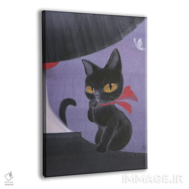 تابلو دکوراتیو دختر و گربه سیاه اثر مارتین هسو - نمای پرسپکتیو محصول