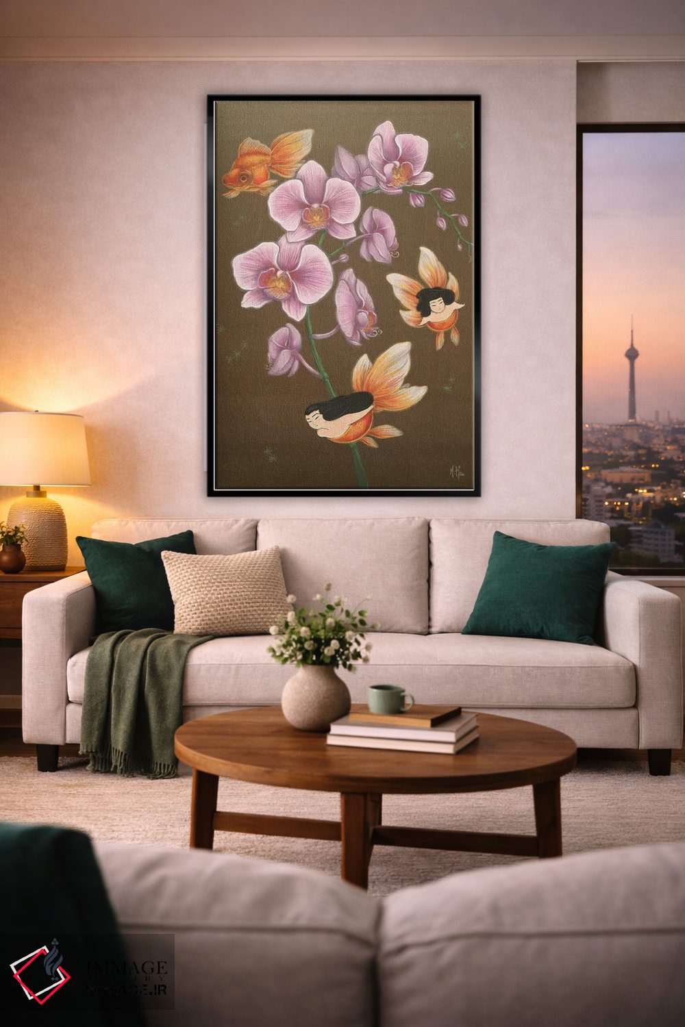 تابلو دکوراتیو پری های دریایی ماهی طلایی اثر مارتین هسو - D2B